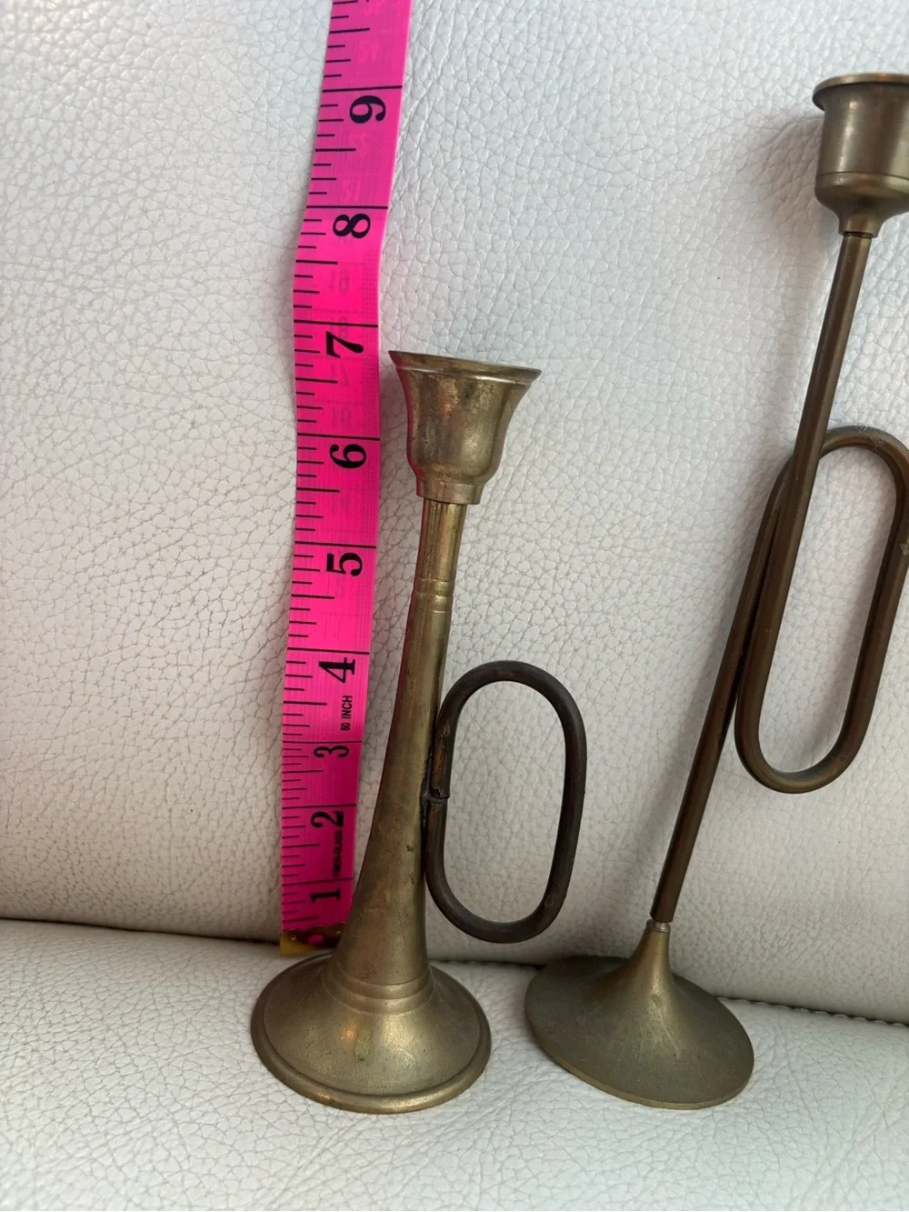 Antique-Style Brass Candle Holders - Brown Finish